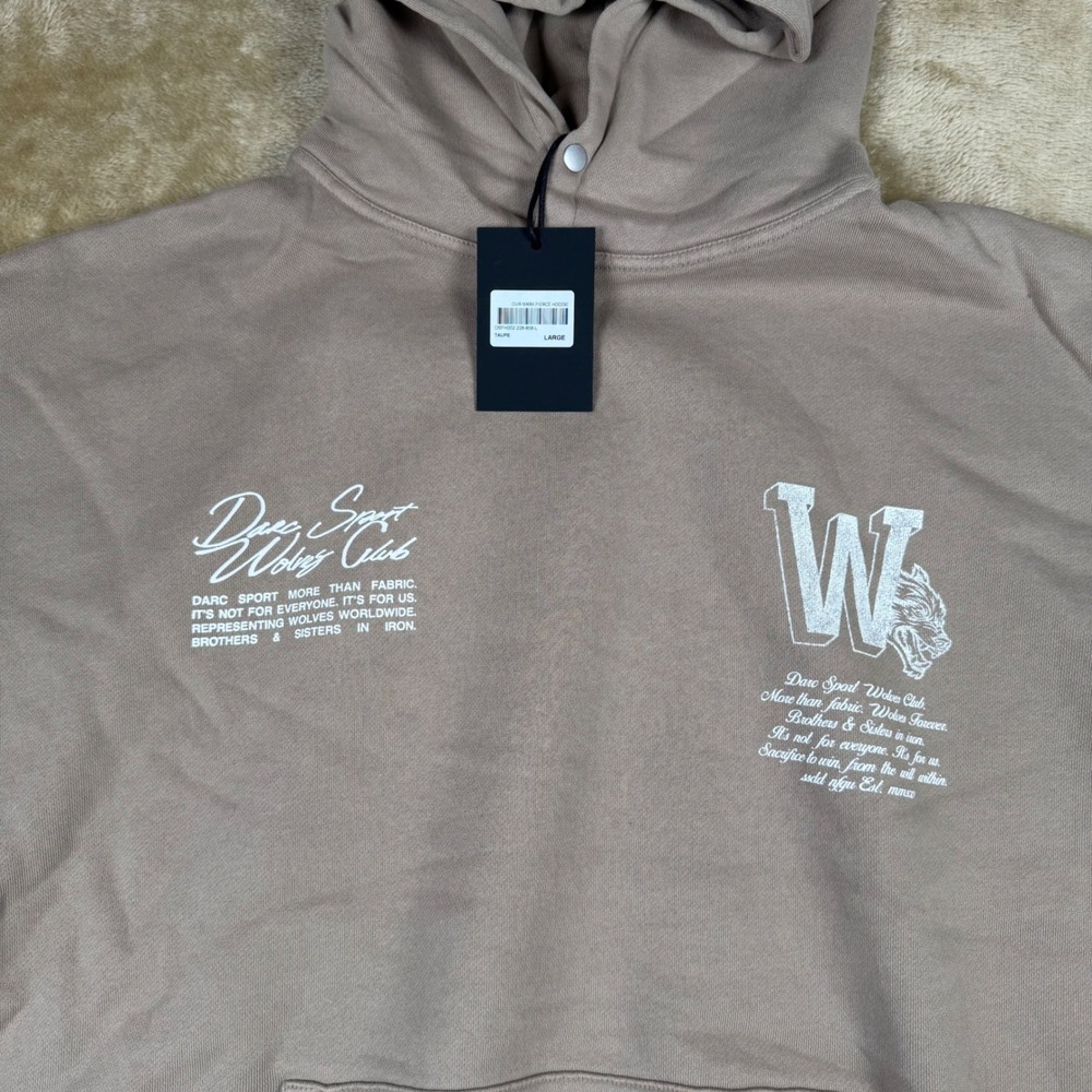 Darc Sport Our Mark Pierce Hoodie Taupe Wolves Club 2024 Mens L DSFH002-226-858 - Picture 4 of 10